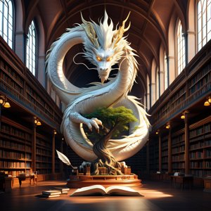 学术答辩魔法阵中，神龙浮现卷轴之上